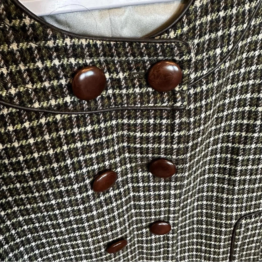 J.Crew Women’s Plaid Wool Cropped Green Blazer Lined Jacket Office Business Wear